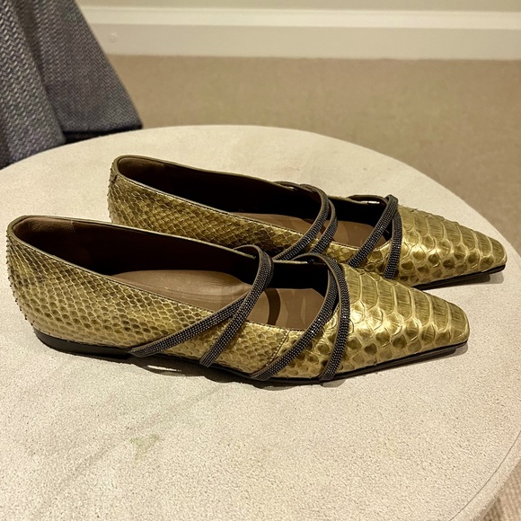 Brunello Cucinelli Flats with Shiny Monili Detail - Size 39 NWOT - Picture 1 of 9